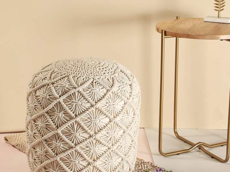 Nina White Ottomon Cotton Pouf | 14 x 18 inches Online Hot Sale