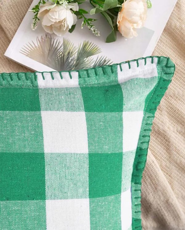 Blanket Stitch Square Cotton Cushion Covers | Set of 2 | 16 x 16 inches Online now