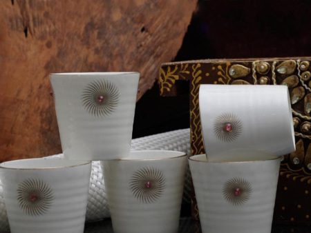 Gold Motif Tea Small Bone China Coffee Kulhads | 75 ml | Set of 6 Online