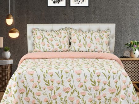 Off White Flower Printed Glace Cotton Bedcovers | Queen Size | 90 X 100 inches For Discount