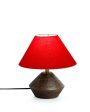 Red Cotton Table Lamp with Wood Natural Base | 10x12 inches Hot on Sale