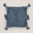 Blue Tufted Cotton Cushion Cover | 16 x 16 inches Sale