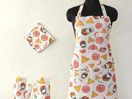 Multin Chaat Kitchen Apron & Gloves Set Hot on Sale