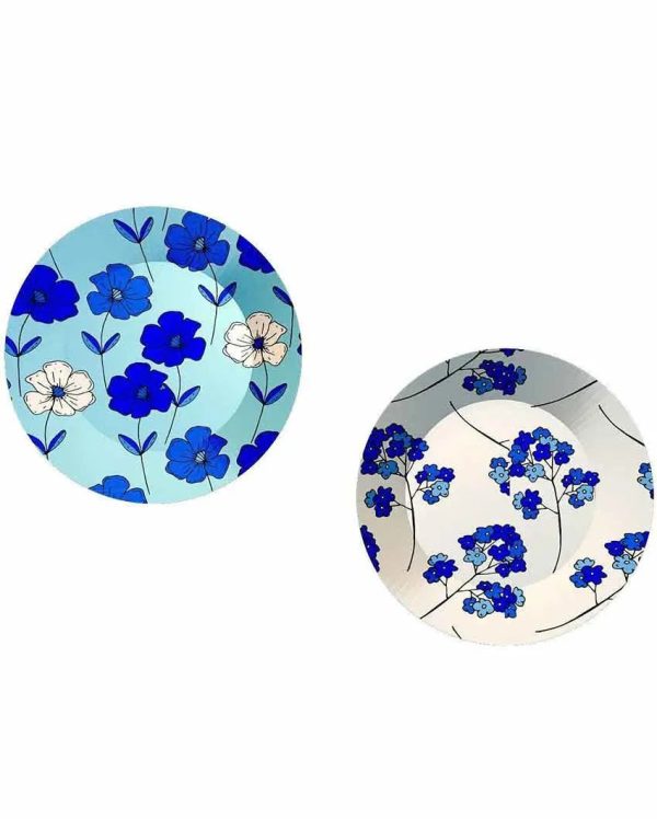 Beautiful Floral Design Ceramic Decorative Wall Plates | Set of 2 Hot on Sale