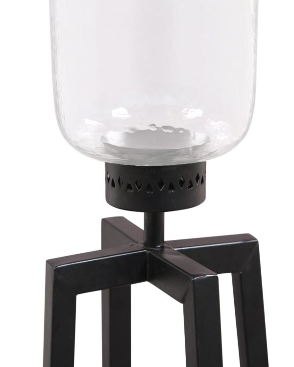 Black Hurricane Pillar Glass Candle Holder | Single Discount