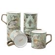 Peacock Motif with Leaves Pattern Fine Bone China Golden Tea Cups | 180ML | Set of 6 Online Sale