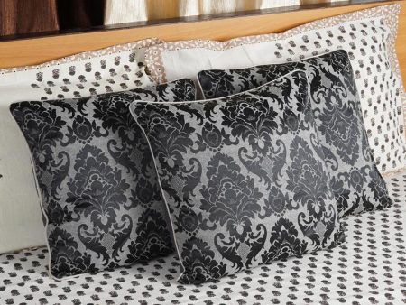 Black Dual Tone Colored Cotton Cushion Covers | Set of 5 | 16 x 16 inches Online Sale