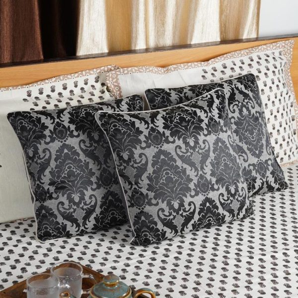 Black Dual Tone Colored Cotton Cushion Covers | Set of 5 | 16 x 16 inches Online Sale