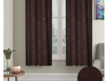 Brown Blackout Emboss Curtains | Set of 2 Sale