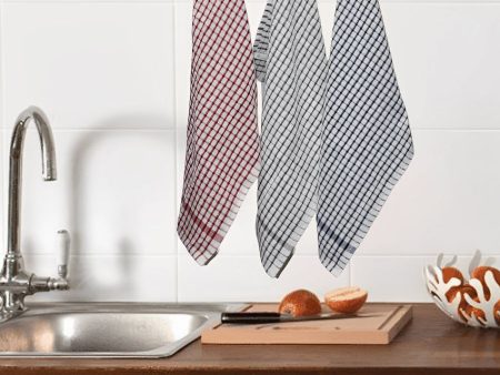 Colorful Checked Stripe Design Cotton Kitchen Cleaning Cloths | Set Of 6 | 18 X 27 inches | 300 GSM on Sale