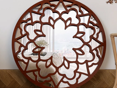 Circular Mandala Design Wooden Decorative Wall Mirror | 25 inches Online now