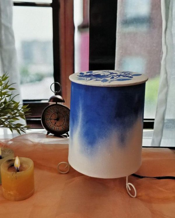 Cylinder Blue Ombre Shaded With Lid Cotton Table Lamp | Blue on Sale