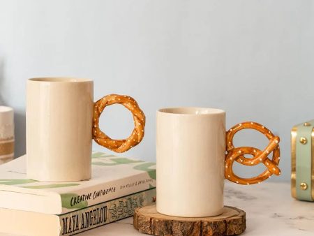 The Pretzel and Bagel Coffee Tea Mugs | 250 ml | Set of 2 Online Sale