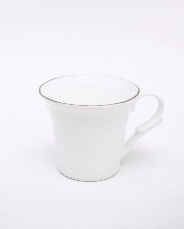 Embose Square Brik Gold Line Bone China Tea Cups | 175 ml | Set of 6 Online Sale