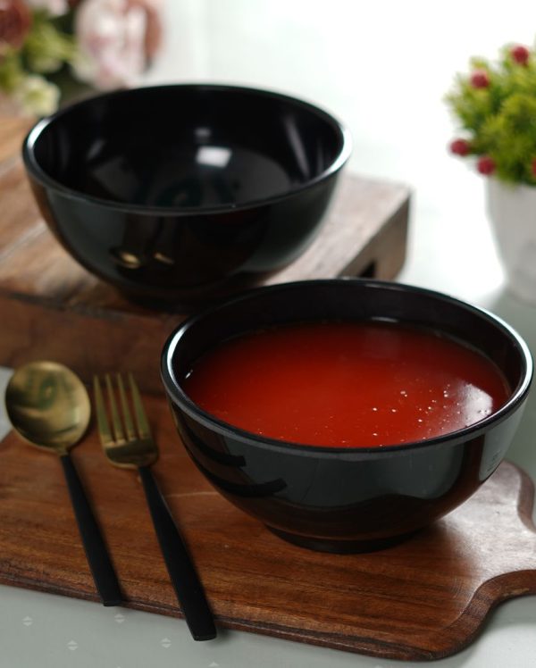 Black Coloured Melamine Serving Bowls | Set Of 2 Online Sale