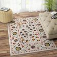 Artistic Suzani Hand Tufted Wool Carpet Unique Design| Ivory | 5 x 8 Feet Hot on Sale