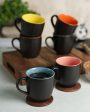 Black Matt Ceramic Tea Coffee Mugs | Set Of 6 Hot on Sale