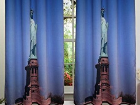 Blackout Statue Of Liberty Printed Polyester Window Curtain | 5 Ft Cheap