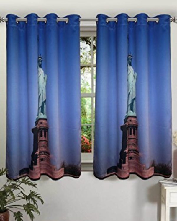 Blackout Statue Of Liberty Printed Polyester Window Curtain | 5 Ft Cheap