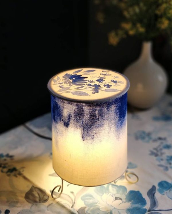 Cylinder Blue Ombre Shaded With Lid Cotton Table Lamp | Blue on Sale