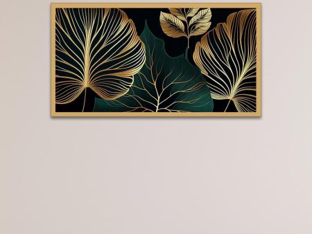 Golden Leaves Botanical Print Canvas Wall Painting Discount