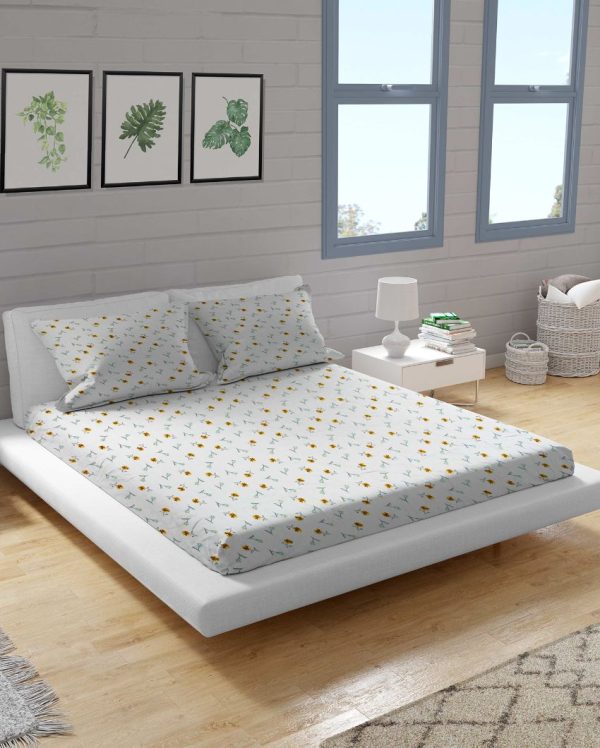 Blossom High Quality Cotton Flat Bedding Set | Queen Size | 94x94 inches Online now