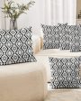 Black & Grey Printed Heavy Twill Polyester Cushion Covers | Set of 5 Fashion