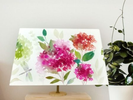 Modern Rectangle Floral Cluster Shaded Cotton Table Lamp Online now