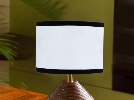 Cotton Table Lamp With Wood Natural Base | 7X12 Inches on Sale