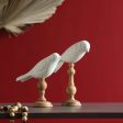 Wooden Bird White On Lathe Pillar | Set Of 2 Sale