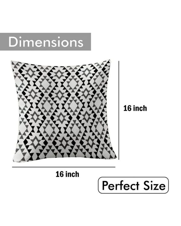 Black & Grey Printed Heavy Twill Polyester Cushion Covers | Set of 5 Fashion