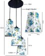 Blue Floral Print Pyramid Cotton Cluster Hanging Lamp For Discount