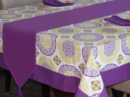 Bold Colorful Printed 6 Seater Cotton Table Cover Linen Set | Set of 1 Table Cover, 1 Table Runner, 6 Napkins Hot on Sale