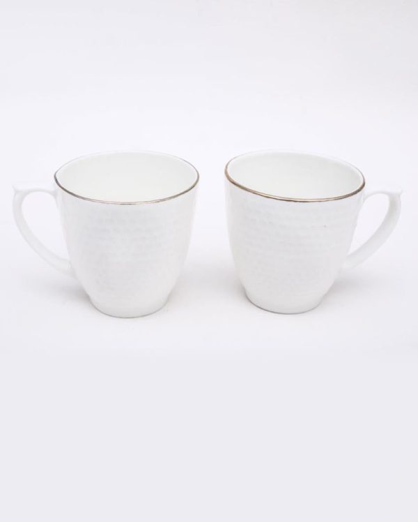 Embose Wave Gold Line Bone China Tea Cups Set | 175 ml | Set of 6 Hot on Sale