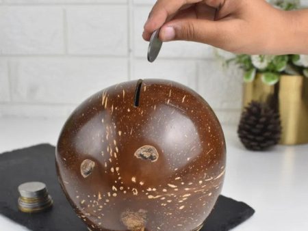 Eco-Friendly Brown Coconut Shell Piggy Bank | 5 x 4 inches For Cheap