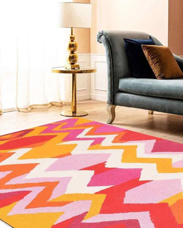 Azalea Multicolor Cotton Printed Carpet | 67 x 47 inches on Sale