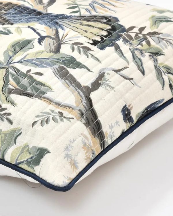 Blue Flowers & Birds Cotton Cushion Covers | Set of 2 Online Sale