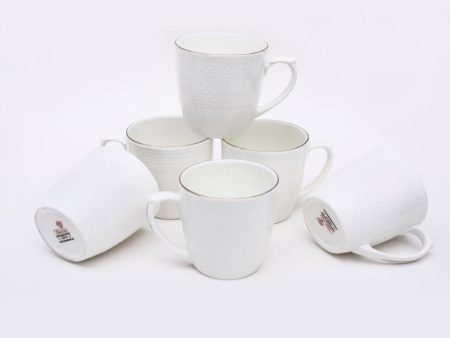 Embose Brik Gold Line Bone China Tea Cups | 175 ml | Set of 6 For Discount