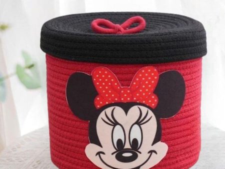 Red Mini Cartoon Face Kids Cotton Basket with Lid | 10 × 10 Inches Discount