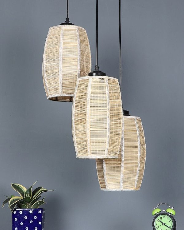 Bamboo Round Dholak Cluster Hanging Lamp Sale