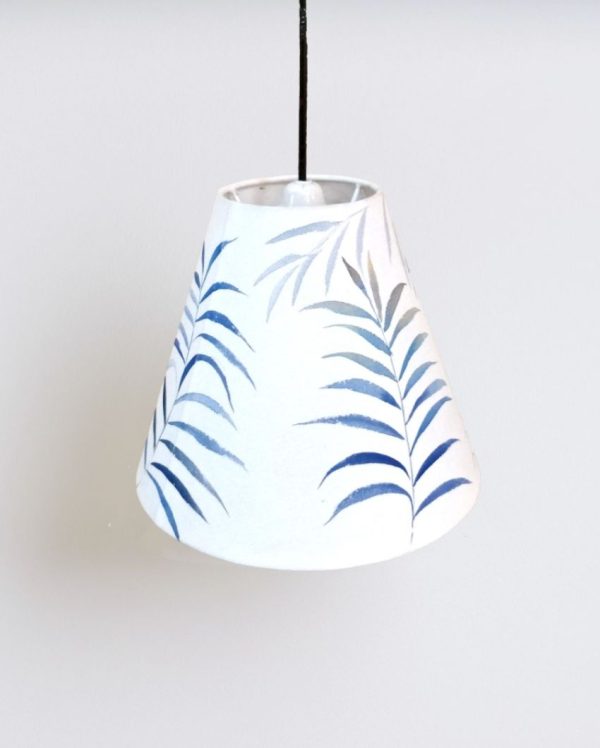 Blue Palm Leaves Cotton Cone Pendant Lamp | Blue For Cheap