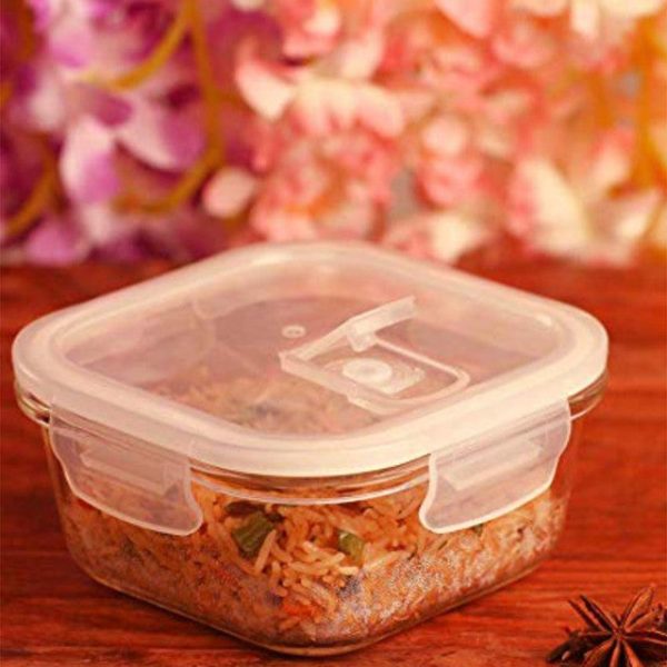 Asty Square Glass Microwave Safe Food Storage Container with Air Vent Lid | 1200ml For Discount