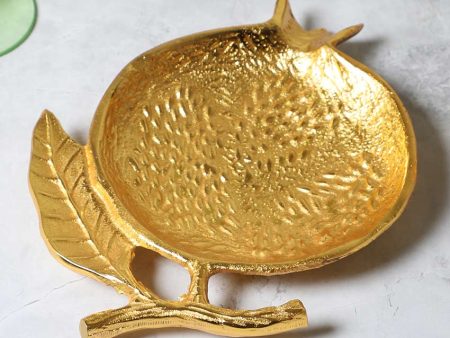 Big Aluminium Pomegranate Platter | Gold | 7 x 6 inches For Sale