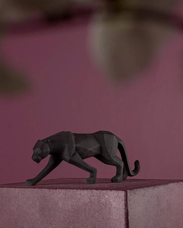 Black Matte Finish Modern Art Resin Geometric Panther Statue Hot on Sale