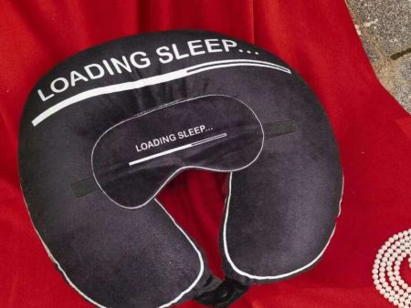 Loading Sleep Velvet Black Neck Pillow With Eye Mask For Cheap