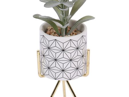 High-Rise Succulents Artificial Plant with Ceramic Pot & Metal Tripod Stand | 9 inches on Sale