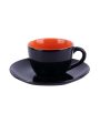 Black Colored Ceramic Cup Saucer Set | Set Of 12 Pcs Supply