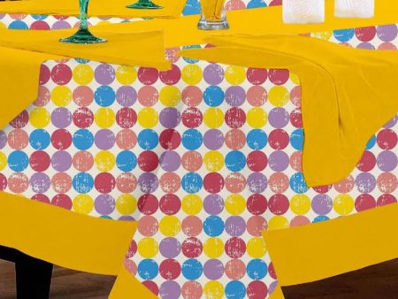 Colorful Balls Art Printed Cotton Dinning Table Cloth Set | Set of 1 Table Cover, 1 Table Runner, 4 Napkins Supply