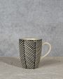 Black Stripes Coffee Ceramic Mugs | Set of 2 | 260 ml Online Sale