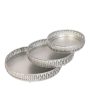 Round Etching Silver Iron Trays | Silver | Set Of 3 Hot on Sale